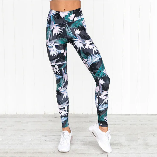 AINDAV Sport Leggings High Waist Compression Pants Gym Clothes Sexy Running Floral Print Yoga Tights Women Fitness Yoga Pants