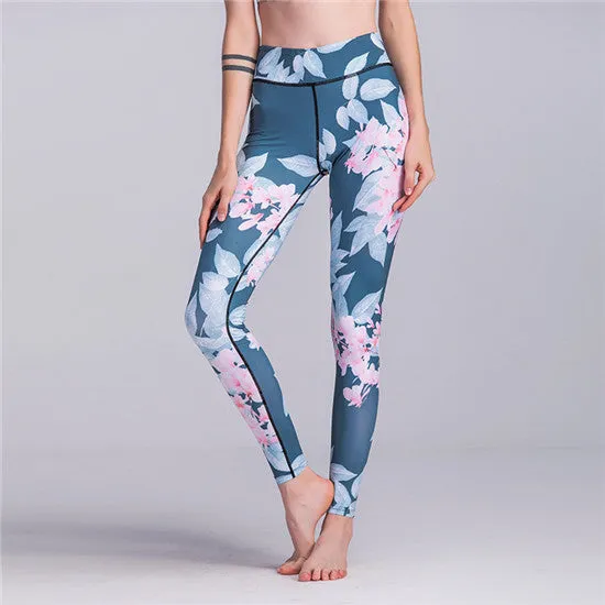 AINDAV Sport Leggings High Waist Compression Pants Gym Clothes Sexy Running Floral Print Yoga Tights Women Fitness Yoga Pants