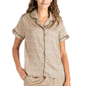 Hello Mello Ooh la Leopard Beauty Sleep Satin Pajama Top