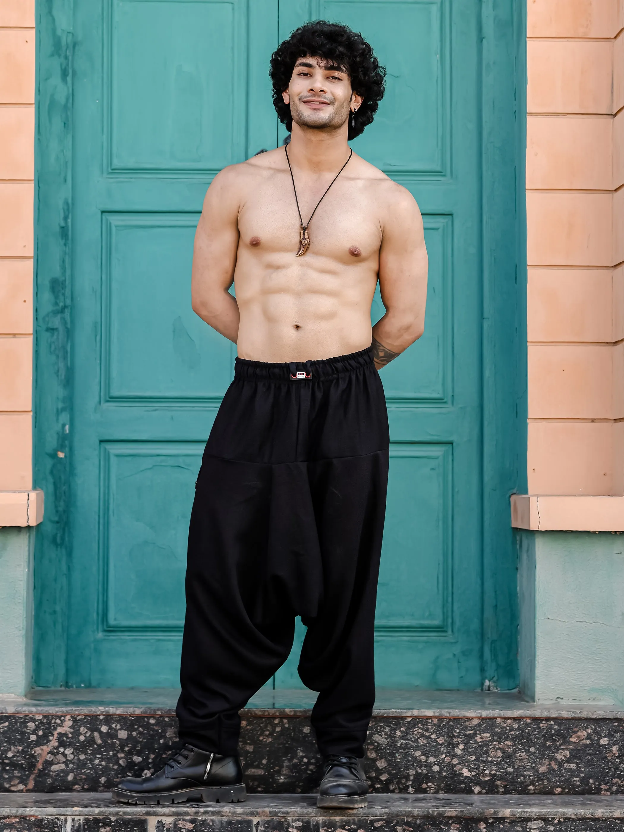 Men's Black Harem Pants For Travel Dance Yoga