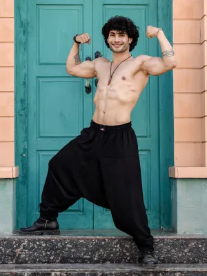 Men's Black Harem Pants For Travel Dance Yoga