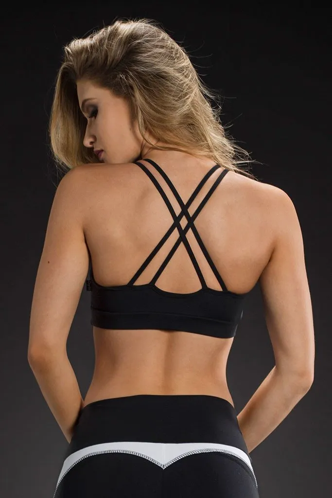Oxyfit Fashion Black Texture Active Sports Bra
