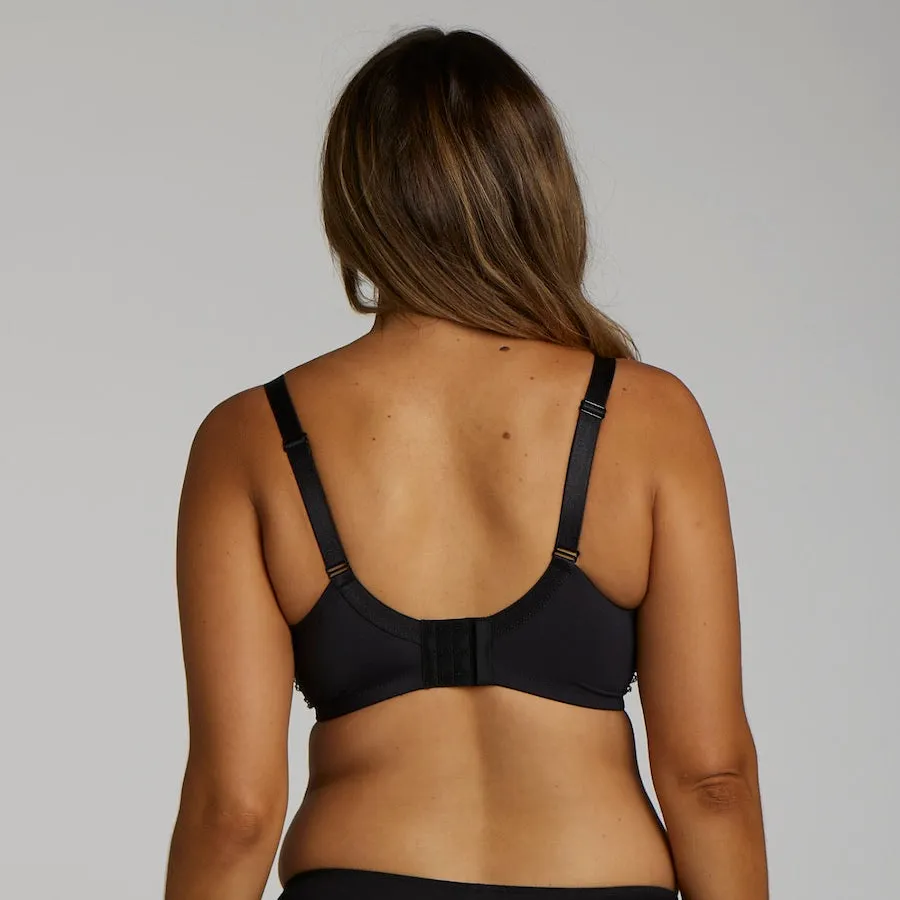Print Wirefree Premium Support Bra - Black Pebble