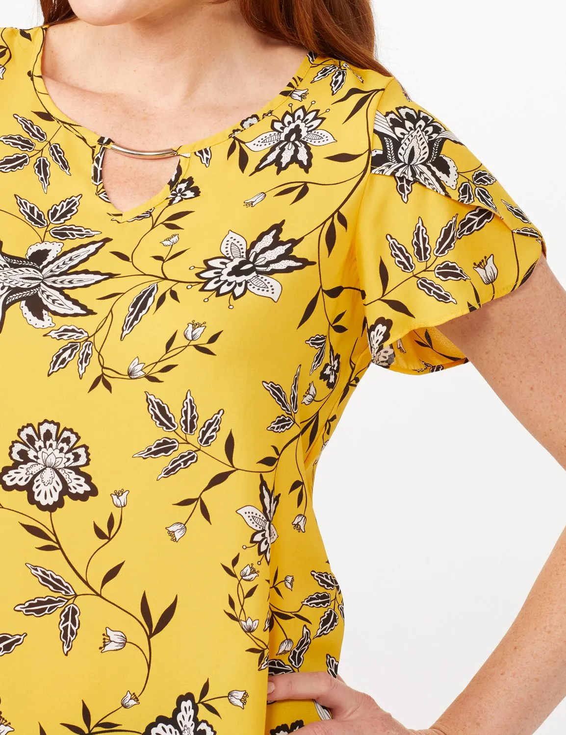 Tulip Sleeve Keyhole Top
