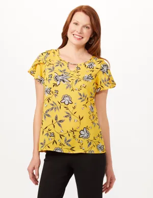 Tulip Sleeve Keyhole Top