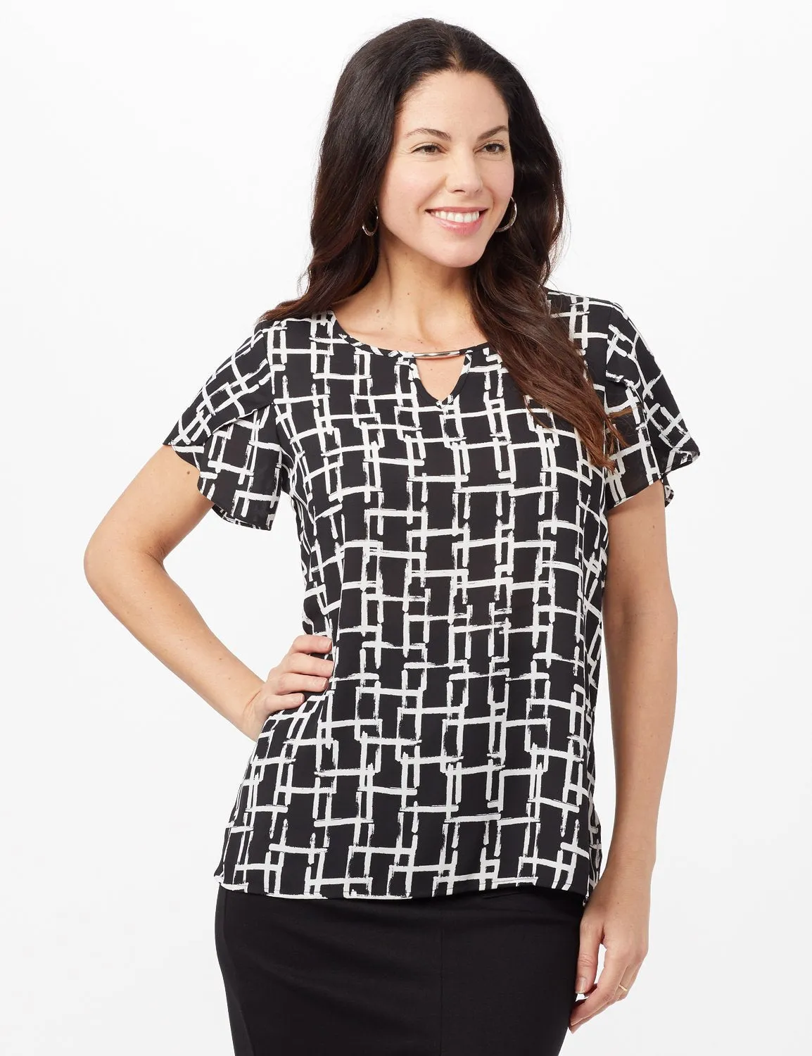 Tulip Sleeve Keyhole Top